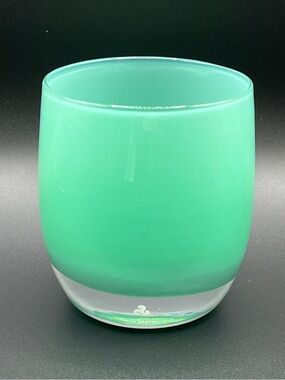 Glassybaby “Strength” Green Votive with Sticker Glass Candle Holder